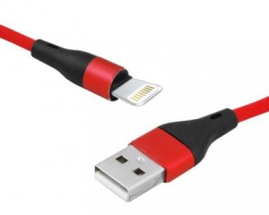  Kabel USB - IPHONE 8pin w oplocie 2m czerwony