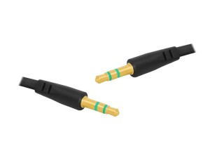 Kabel Jack 3,5mm-Jack 3,5mm, 1m, płaski, czarny
